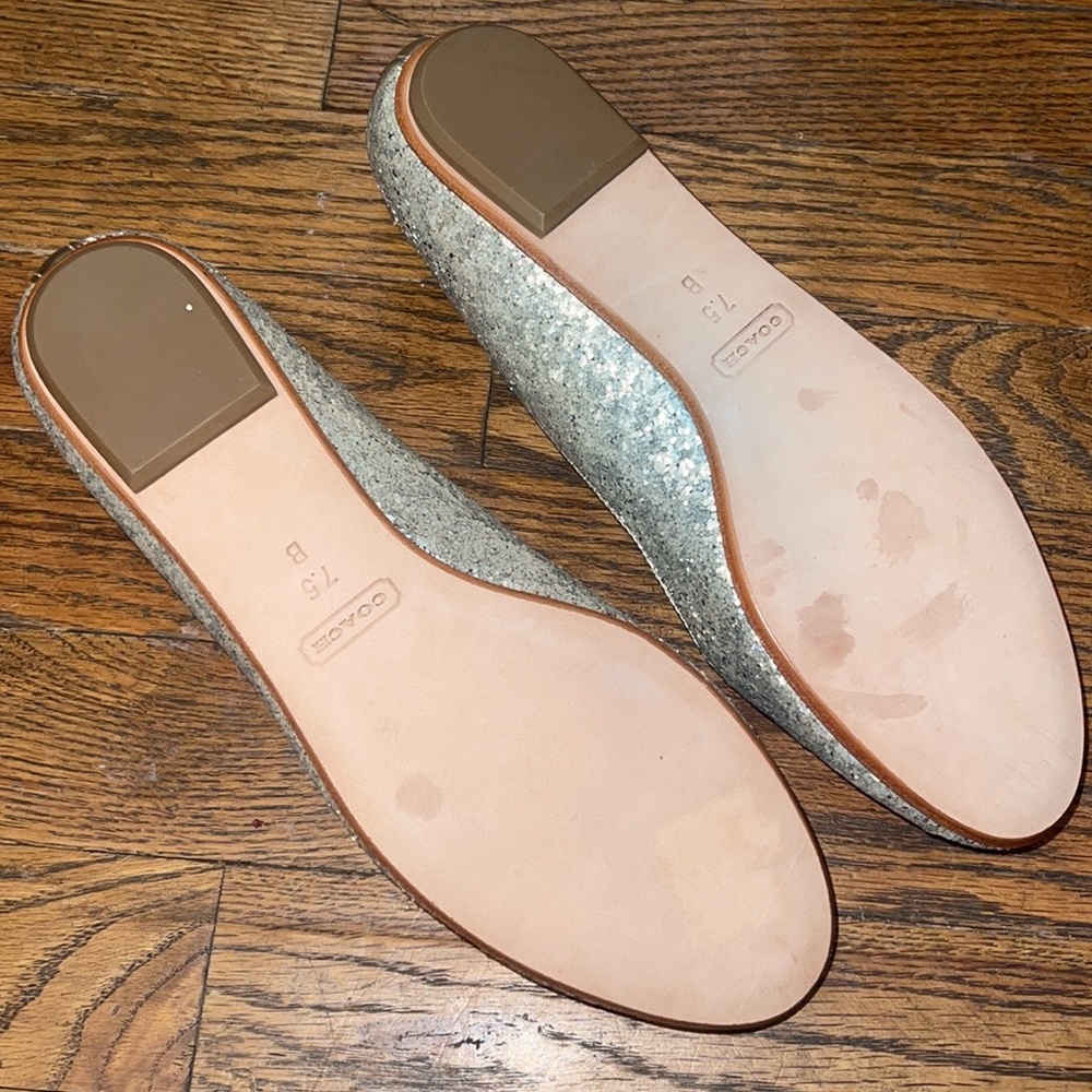 Coach Marah Glitter Bow Slip On Loafers Flats Platinum Metallic 7.5 - Picture 8 of 10
